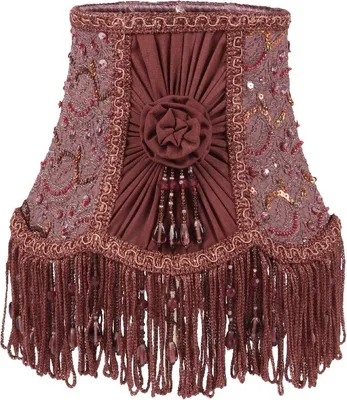 Produktbild von Baroque Collection Hochwertiger Lampenschirm mit Clips 19 cm aus Stoff Maße 14 x 19 x 19 Leichte Aubergine