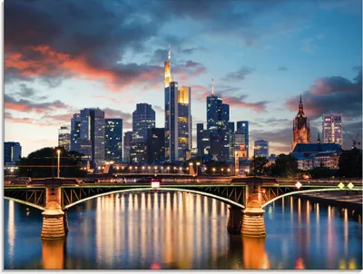 Produktbild von ARTland Glasbild Frankfurt am Main Skyline II Größe: 60x45 cm