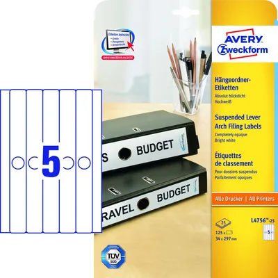 Obrázek produktu pro AVERY Zweckform štítky na závěsné pořadače, 34 x 297 mm