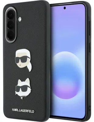 Immagine prodotto di Custodia Karl Lagerfeld per Galaxy A57 in Pelle finta nera con logo Choupette e spilla metallica