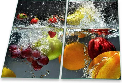 Produktbild von Herdabdeckplatte Abdeckung Glaskeramikfeld Abdeckplatte 2-Teilig 60x52 Früchte Schutz