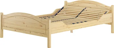 Produktbild von Überlanges Doppelbett 140x220 Kieferbett Massivholz Ehebett Zubehör wählbar V-60.30-14-220Federholzrahmen inkl.