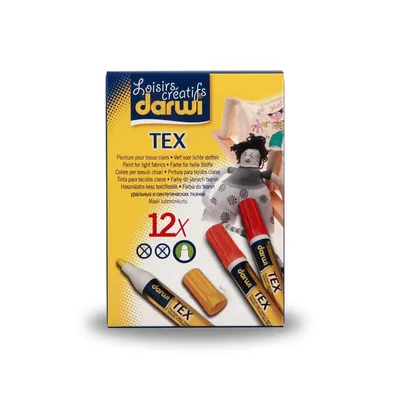 Obrázok produktu pre Darwi Tex Fabric Opak Marker Set Sada textilných fixiek 12 x 6 ml
