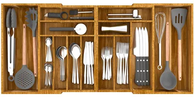 Image de Solidchoice - Organisateur de couverts réglable en bambou