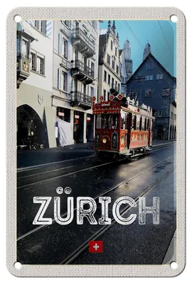 Produktbild von Blechschild Reise 12x18cm Zürich Schweiz Jelmoli Straßenbahn Schild