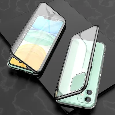 Produktbild von Mobigear GlassGuard iPhone 11 Hülle Gehärtetes Glas Backcover - Schwarz / Transparent