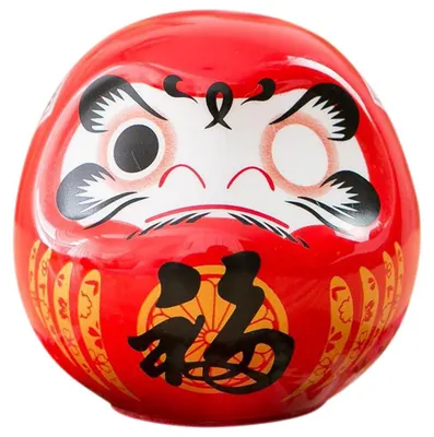 Keramik-Daruma-Figur, Glücksbringer, 6 cm, rot, Miniatur-Deko