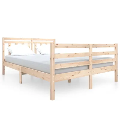 Image de vidaXL Lit en bois massif 140x190 cm