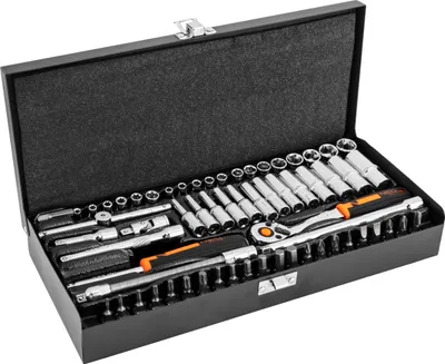 Obrázek produktu pro NEO TOOLS Klíč nástrčný 1/4", sada s 63 díly; CrV ocel; 1/4 rohatka, 32 1/4" nástrčných hlavic, 4 nástavce, T-rukojeť, kloub, 1/4 rukojeť šroubováku, vrtací adaptér a 22 bitů; kufr