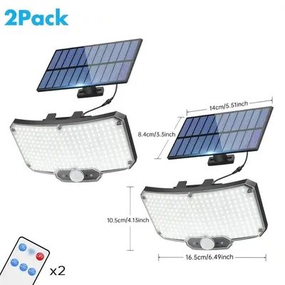 Obrázok produktu pre Solárne vonkajšie svietidlo - balenie 2 kusov, 234 LED, senzor pohybu, vodotesnosť IP65, vhodné do exteriéru, delený dizajn, s možnosťou stmievania