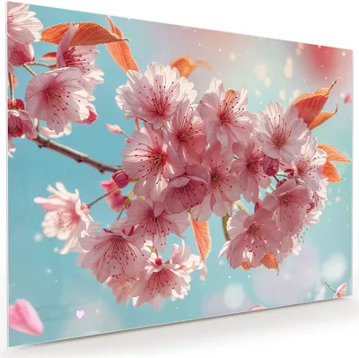Produktbild von Glasbild 120x90cm in XXL für Wohnzimmer, Schlafzimmer Motiv Kirschblüte Himmel