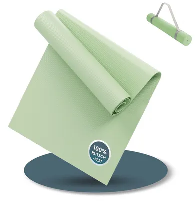 Obrázek produktu pro Podložka na jógu cvičební podložka - 180 x 60 cm - 4 mm - Protiskluzová - Voděodolná - S popruhem