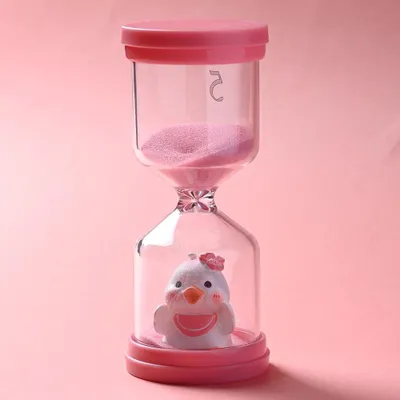 Produktbild von Sanduhr - 5 Minuten Laufzeit mit Entchen-Motiv - Visueller Timer für Kinder - Rosa