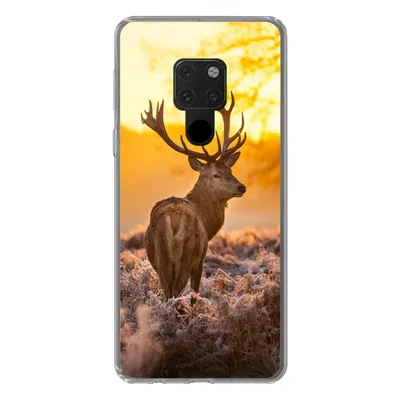 Produktbild von MuchoWow® Handyhülle Schutzhülle Hülle für Huawei P40 Lite Hirsche - Tiere - Sonnenuntergang - Winter - Heidekraut - Natur Silikon Softcase Handy Hülle - Handy