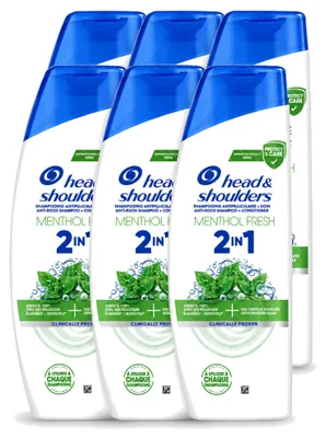Produktbild von 6 x Head & Shoulders 2-in-1 Menthol Fresh Anti-Schuppen Shampoo 300 ml - Vorteilspackung - 6 Stücke