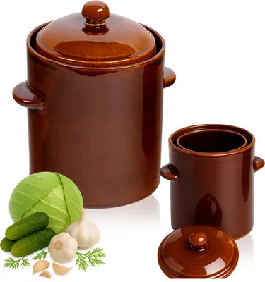 Zdjęcie produktu dla SuperButelki - Garnek ceramiczny hermetyczny kamionka 2,5 l Kamionka 2500 ml na kapustę, ogórki z pokrywką