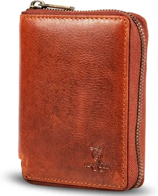 Produktbild von Herren Geldbörse Leder mit edler Geschenk Box,Elegantes Portemonnaie Herren mit RFID Blocker,Luxus Geldbörse mit Reißverschluss und Viele Kartenfächer