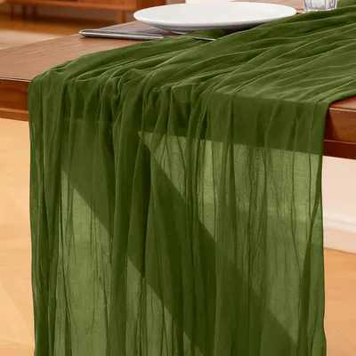 Produktbild von Tischläufer Cheesecloth Olivgrün, 300 x 90 cm, für Festdekorationen