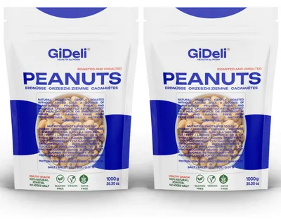 Produktbild von Erdnüsse 2kg Geröstet Ungesalzen Ohne Öl Naturbelassen Snack Protein GiDeli
