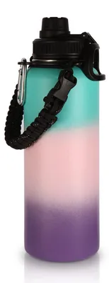 Image de Bouteille isotherme en acier inoxydable, 1200 ml, avec isolation sous vide et poignée en paracorde