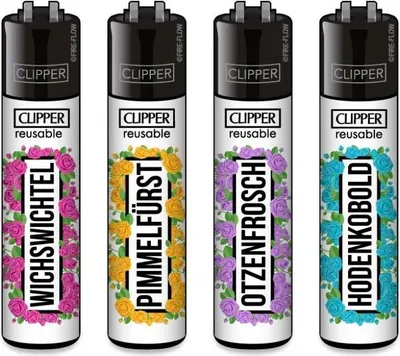 Produktbild von Clipper Feuerzeuge 8er Set: Best of Schimpfwörter