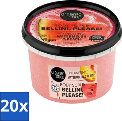 Zdjęcie produktu dla Organic Shop - Peeling do ciała arbuz & brzoskwinia - Nawilżenie i świeżość - 250 ml - Value pack - 20 szt