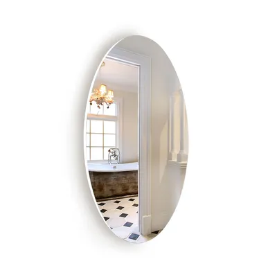 Produktbild von Wandspiegel Horizontal Oder Vertikal Ovaler Rahmenlos Schminkspiegel Badezimmerspiegel für Bad Oder Schlafzimmer 64 x 37cm