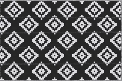 Image de Outsunny Tapis extšŠrieur Style Graphique - Tapis ršŠversible 2 Motifs - dim. 2,74L x 1,82l m - PP Haute densitšŠ 310 g/m? Noir Blanc