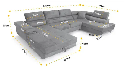 Produktbild von Sofiland Aller U-Form Ecksofa XXL Schlaffunktion 2 Bettkästen Bronze Links