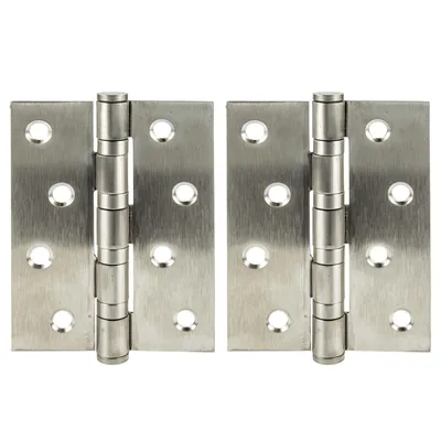 Zdjęcie produktu dla MASTERPROOF PROFESSIONAL Zawias ze stali nierdzewnej Zawias drzwiowy 75 mm x 100 mm, 2 sztuki, ze śrubami
