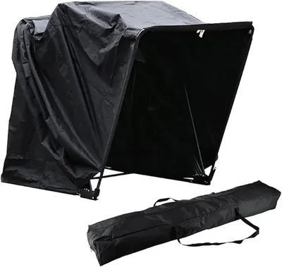Produktbild von Motorrad Abdeckplane, 270 * 105 * 155cm 600D Oxford-gewebe Motorrad Garage Schwarz Wasserdicht Schutzplane Faltzelt Faltgarage für Outdoor Parking Lot, Quad, Roller und Motorrad