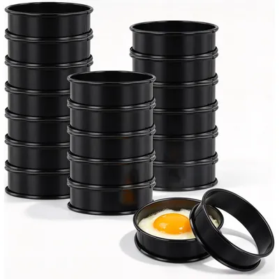 20 Crumpet-Ringe 8 cm, Edelstahl, antihaft, doppelt gewalzt