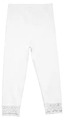 Produktbild von HERMKO 52722 Mädchen Capri-Leggings mit Raschelspitze am Abschluss, Farbe:weiß, Größe:164