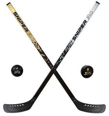 Produktbild von Street-Hockey-Set, 2 Schläger 87 cm, Ball & Puck