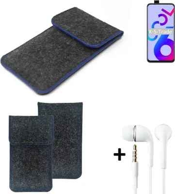 Produktbild von K-S-Trade Handy Schutz Hülle kompatibel mit Coolpad Cool 6 Schutzhülle Handyhülle Filztasche Pouch Tasche Case Sleeve Filzhülle dunkelgrau, blauer