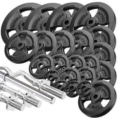 Produktbild von Marbo Sport Hantelstangen Tri-Grip Hantelscheiben Set 172 kg