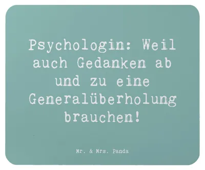Produktbild von Mr. & Mrs. Panda Mousepad Spruch Psychologin Gedanken - Meeresbrise - Geschenk, mousematte, Mouse Pad, Berufspassion, Dankeschön, Berufsbezeichnung, Beruf, Berufsliebe