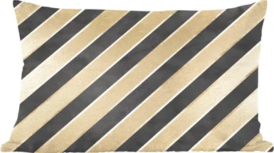 Produktbild von MuchoWow® Zierkissen Sofakissen Wohnzimmer Dekokissen 60x40 cm Muster - Streifen - Gold - Schwarz - Kopfkissen - Polster mit Foto