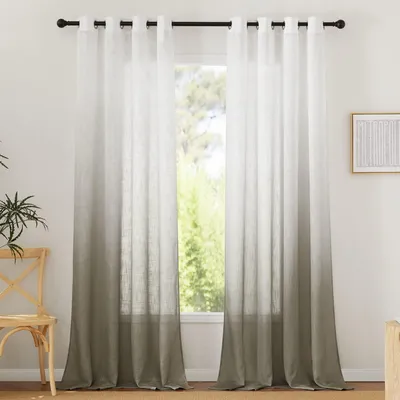 Leinenlook-Vorhang mit Ösen, 2er-Set, 245x140 cm, Farbverlauf, taupe