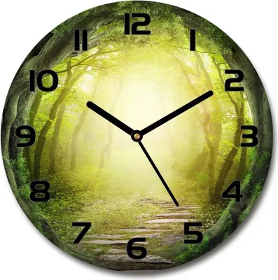 Produktbild von Wanduhr aus Glas 30fi Glasbild Glasuhr Gehärtetes Glas - schwarze-zeiger - Tunnel with trees