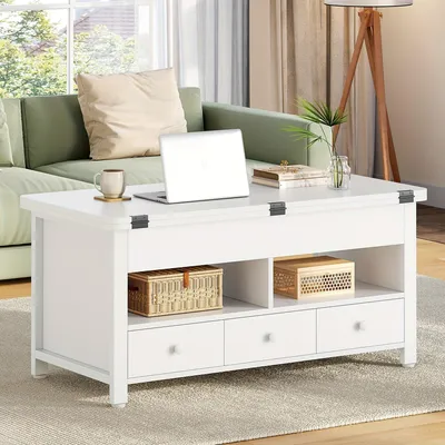 Image de Table basse - Table réglable - Table d'appoint - Table de salon - Table à manger - Blanche