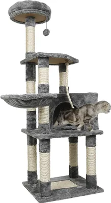 Produktbild von Katzenbaum ,Kletterbaum für Katzen ,mit Höhle und Liegeflächen | HellGrau