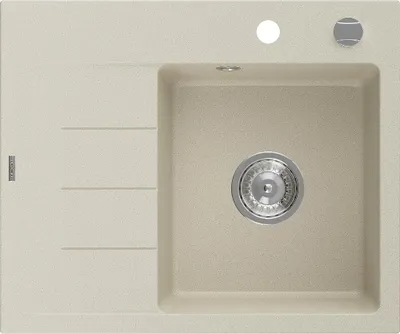 Produktbild von Mexen Ben Granitspüle ein Becken mit Abtropffläche rechts 600 x 500 mm, beige, Chromsiphon - 6523605000-69