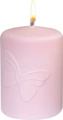 Produktbild von Osterkerze Stumpenkerze "Schmetterling" Rosenholz 100 x Ø 70 mm, Designerkerze Ostern, Frühling, Sommer