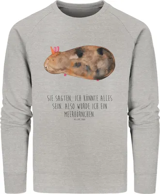 Produktbild von Mr. & Mrs. Panda Baumwoll Pullover Einhorn Meerschweinchen Größe L - Heather Grey - Geschenk, Unicorn, Meerschwein, Sweater, Pulli, Sweatshirt, Einhörner, Meerhörnchen