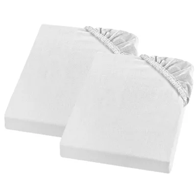 Produktbild von Biber Spannbetttuch, Feinbiber Spannbettlaken, 2er Set, 100 x 200 cm, weiß, 100% Baumwolle, Matratzen bis 23 cm Höhe, sleepling