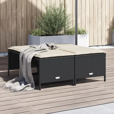 Produktbild von Möbel Gartenhocker mit Kissen 4 Stk. Schwarz Poly Rattan - Gartenhocker 368362