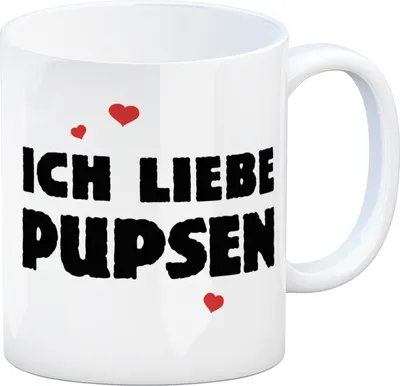 Produktbild von Kaffeebecher mit Spruch: Ich liebe pupsen Kaffeetasse Tasse