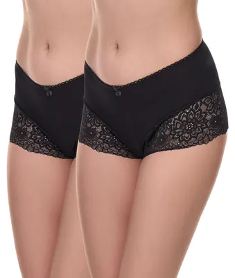 Produktbild von Merry Style 2er Pack Damen Boxershorts MS-GAB-107-Boxer-2P (Schwarz, L)