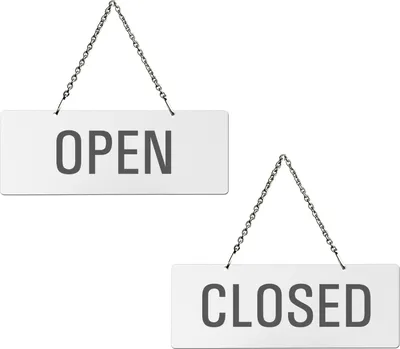 Produktbild von Hängeschild | Wendeschild Open Closed | Melamin  weiß  | Format 175x65 mm